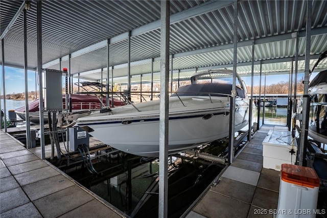 view of dock featuring a water view