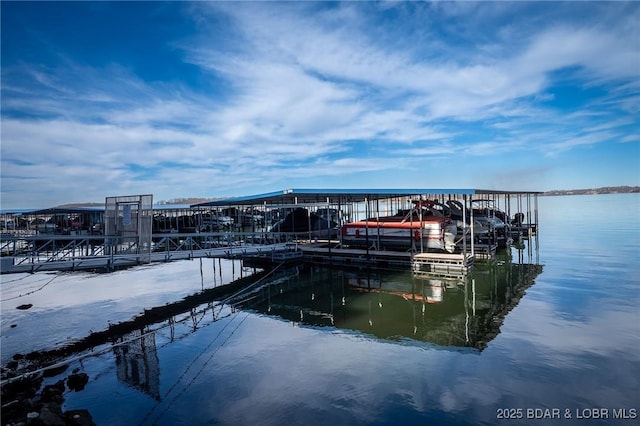 dock area featuring a water view