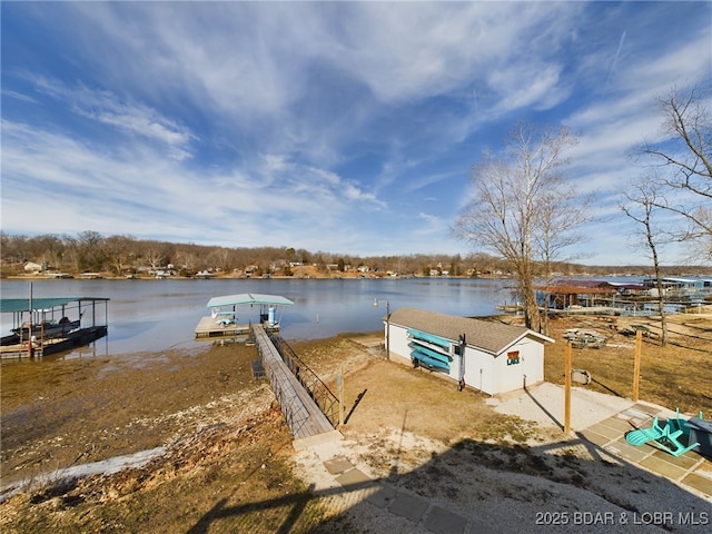 view of dock featuring a water view