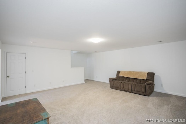 sitting room with light carpet