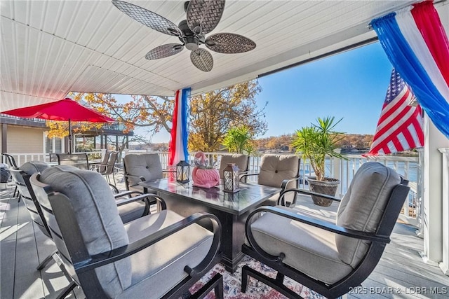 view of patio / terrace with ceiling fan