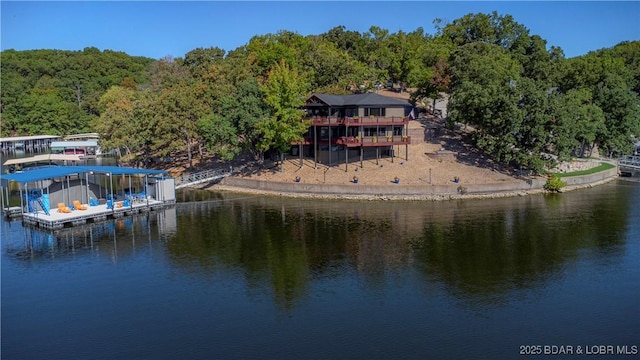 water view with a boat dock