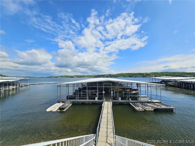 dock area featuring a water view