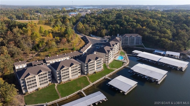 bird's eye view featuring a water view