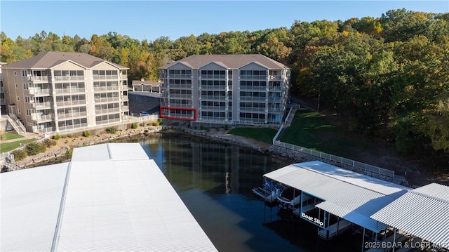 view of dock featuring a water view