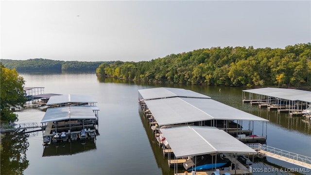 view of dock featuring a water view