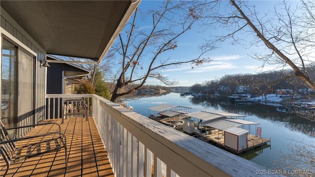 balcony with a water view