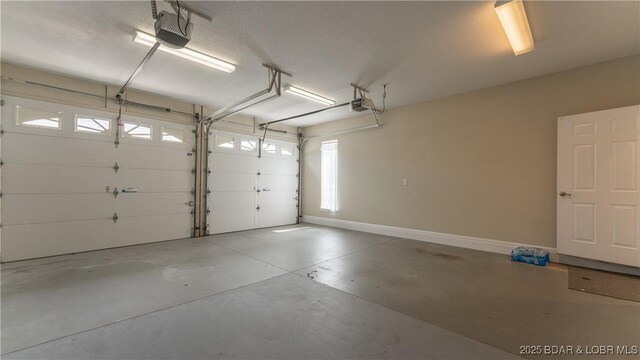 garage with a garage door opener