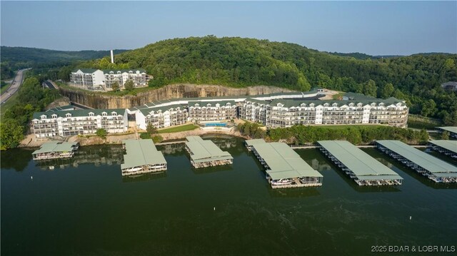 bird's eye view featuring a water view