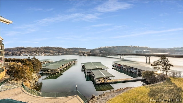 view of dock featuring a water view