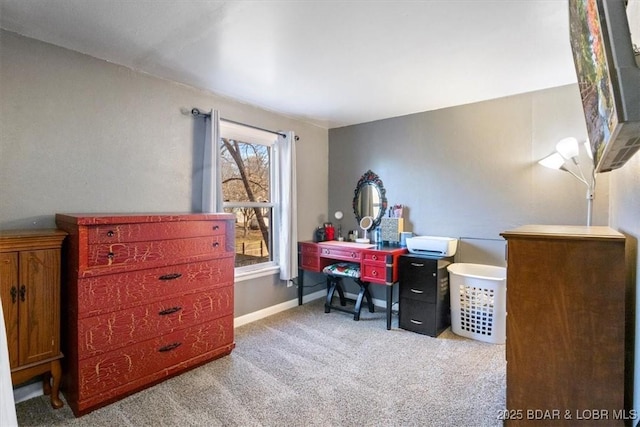 home office featuring light colored carpet