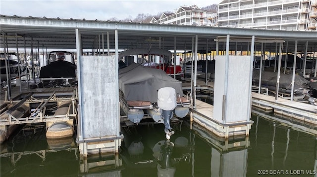 view of dock featuring a water view