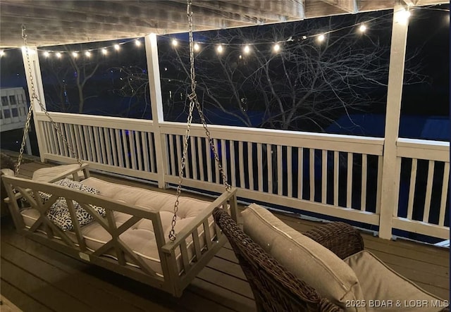 wooden deck featuring outdoor lounge area