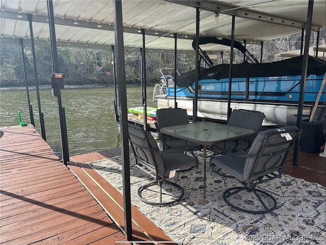 dock area with a water view