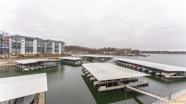 dock area featuring a water view