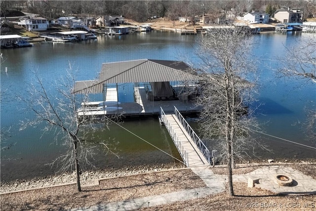 view of dock featuring a water view