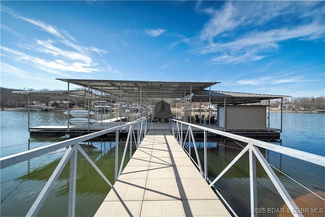 view of dock featuring a water view