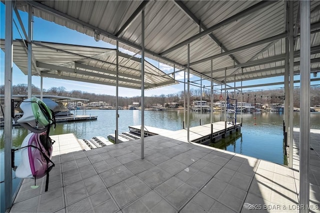 dock area featuring a water view