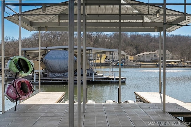 view of dock featuring a water view