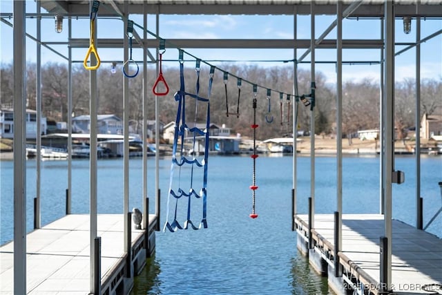 dock area featuring a water view