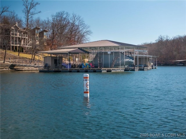 dock area featuring a water view