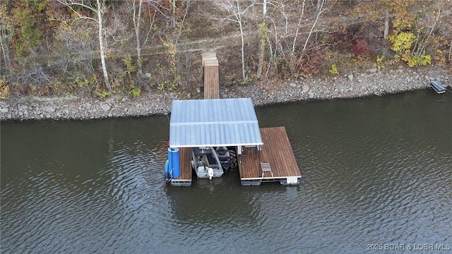 view of dock featuring a water view