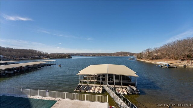 view of dock featuring a water view