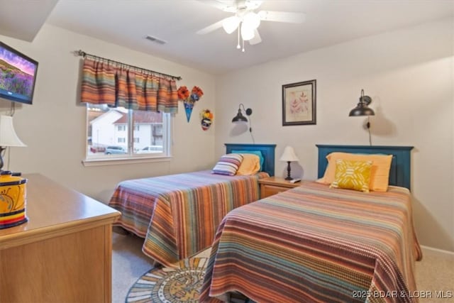 bedroom with carpet and ceiling fan