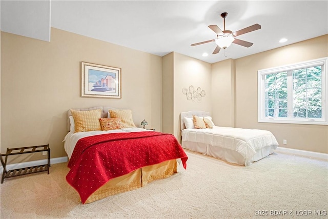 bedroom with carpet and ceiling fan