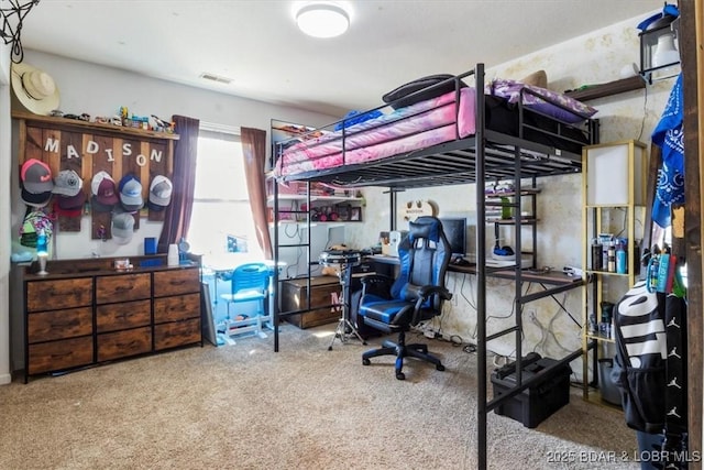 bedroom with carpet