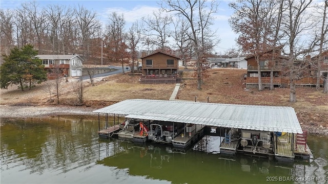 view of dock featuring a water view