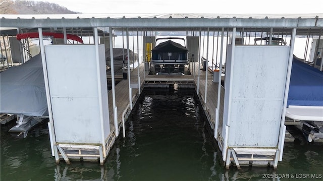 view of dock featuring a water view