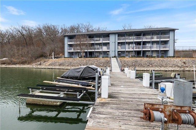 view of dock featuring a water view