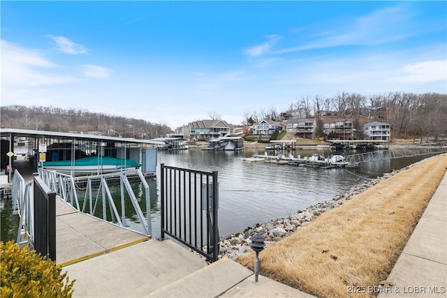 view of dock featuring a water view