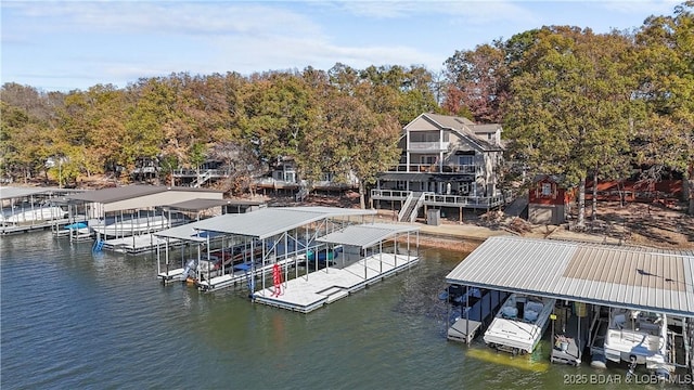 view of dock featuring a water view