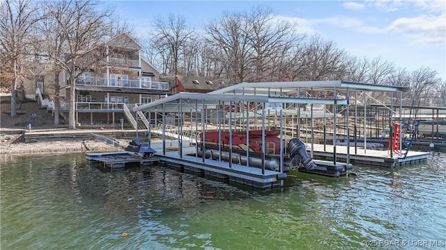 dock area featuring a water view