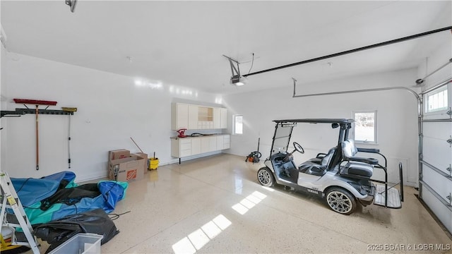 garage with a garage door opener