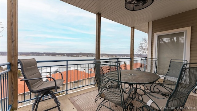 balcony with a water view