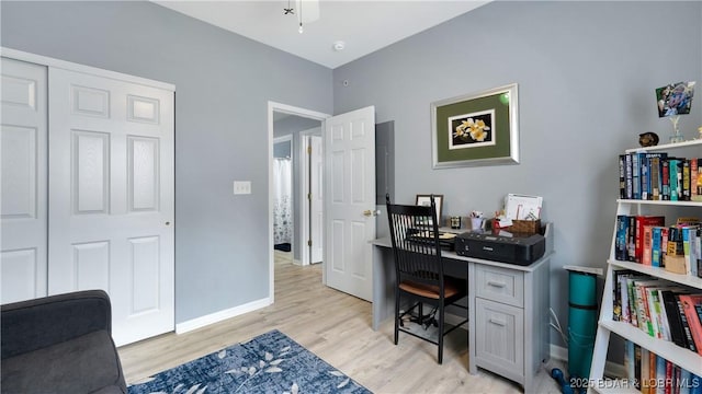 office featuring light hardwood / wood-style floors