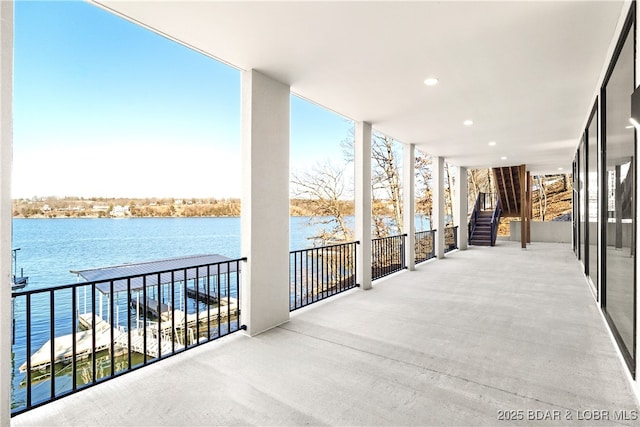 balcony with a water view