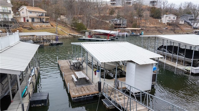 dock area featuring a water view