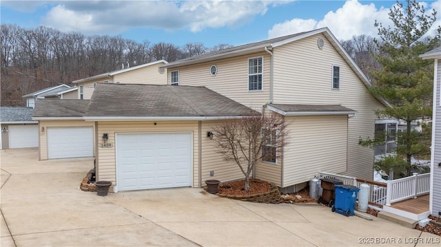 exterior space with a garage