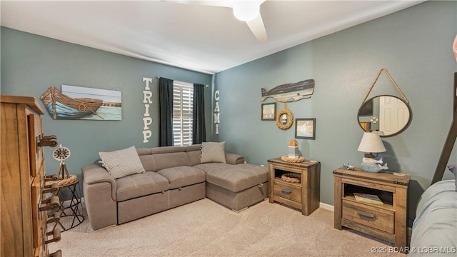 living room with light colored carpet