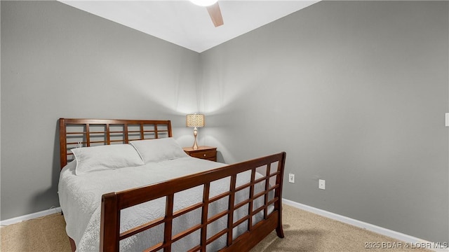 bedroom featuring carpet and ceiling fan