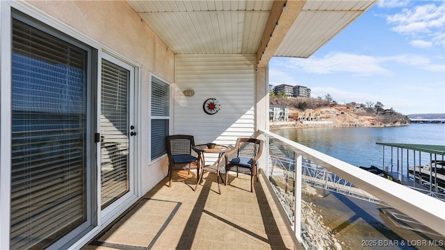 balcony with a water view