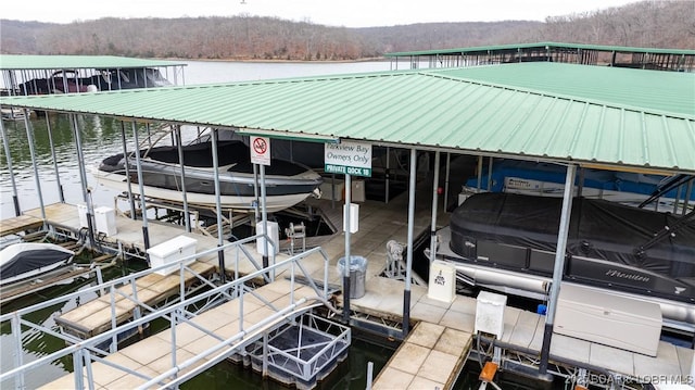 view of dock featuring a water view