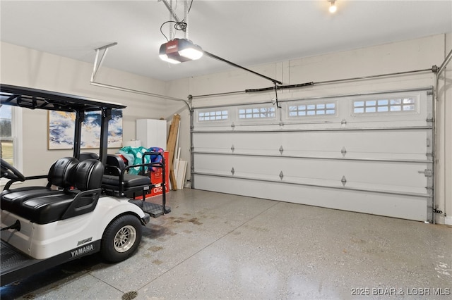 garage with a garage door opener