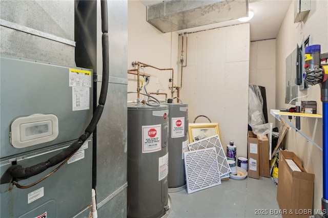 utilities featuring heating unit and water heater