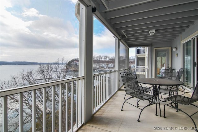 balcony with a water view