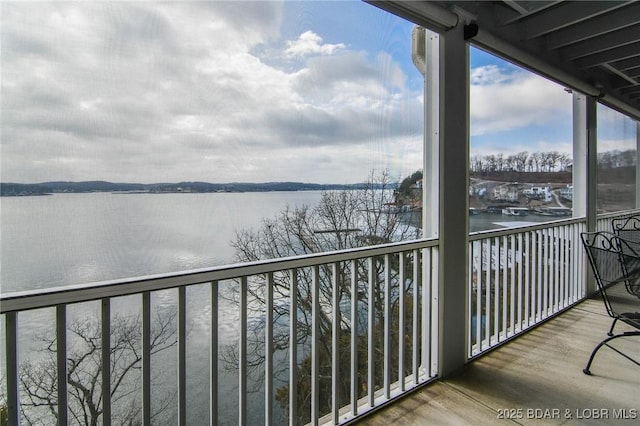 balcony with a water view